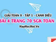 Giải bài 4 trang 70 Toán 8 Tập 1 SGK Cánh Diều